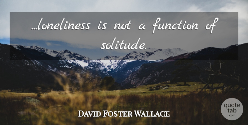 David Foster Wallace Quote About Loneliness, Solitude, Function: Loneliness Is Not A Function...