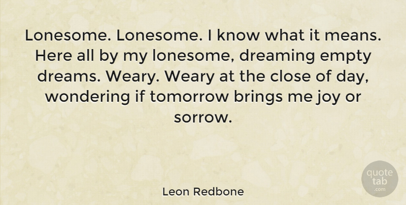 Leon Redbone Quote About Dream, Mean, Joy: Lonesome Lonesome I Know What...