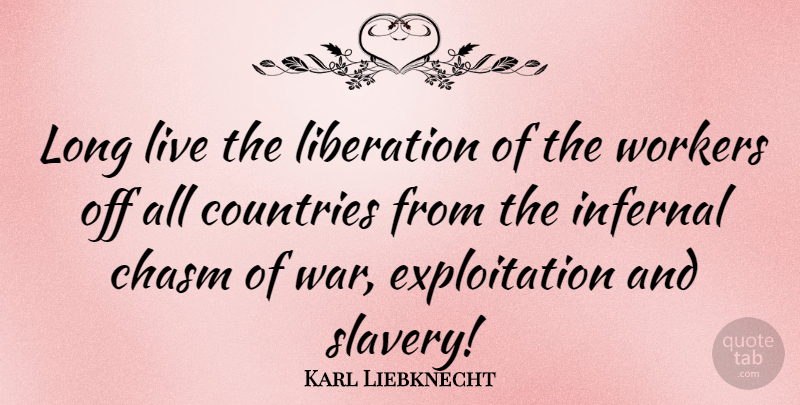 Karl Liebknecht Quote About Country, War, Long: Long Live The Liberation Of...