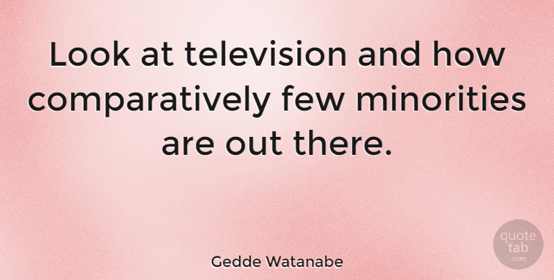 Gedde Watanabe Quote About Television, Looks, Minorities: Look At Television And How...