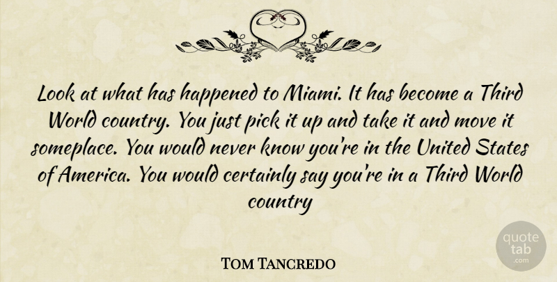 Tom Tancredo Quote About Country, Moving, America: Look At What Has Happened...