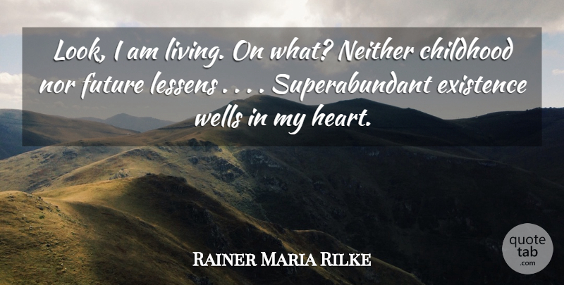 Rainer Maria Rilke Quote About Heart, Childhood, Looks: Look I Am Living On...