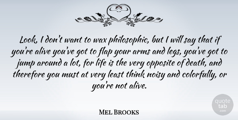 Mel Brooks Quote About Funny, Life, Witty: Look I Dont Want To...