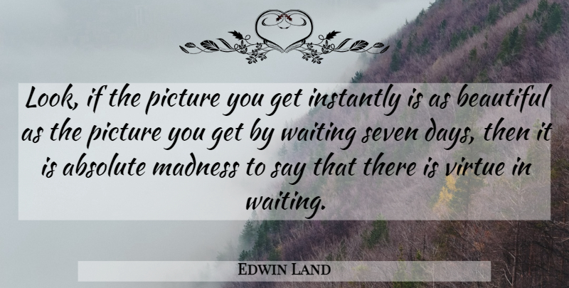 Edwin Land Quote About Beautiful, Photography, Waiting: Look If The Picture You...