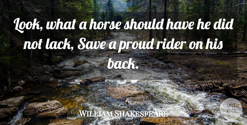 William Shakespeare Quote About Horse, Should Have, Proud: Look What A Horse Should...