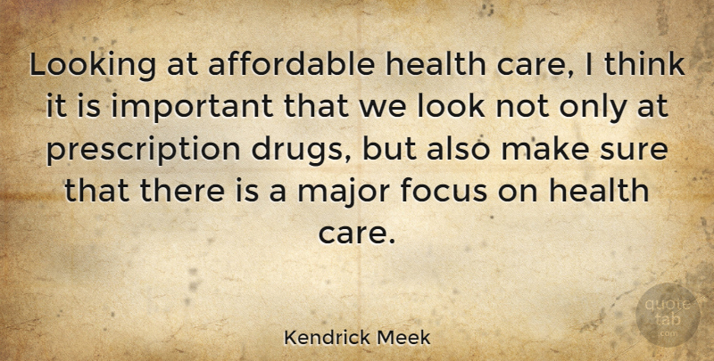 Kendrick Meek Quote About Thinking, Focus, Drug: Looking At Affordable Health Care...