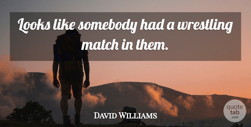 David Williams Quote About Looks, Match, Somebody, Wrestling: Looks Like Somebody Had A...