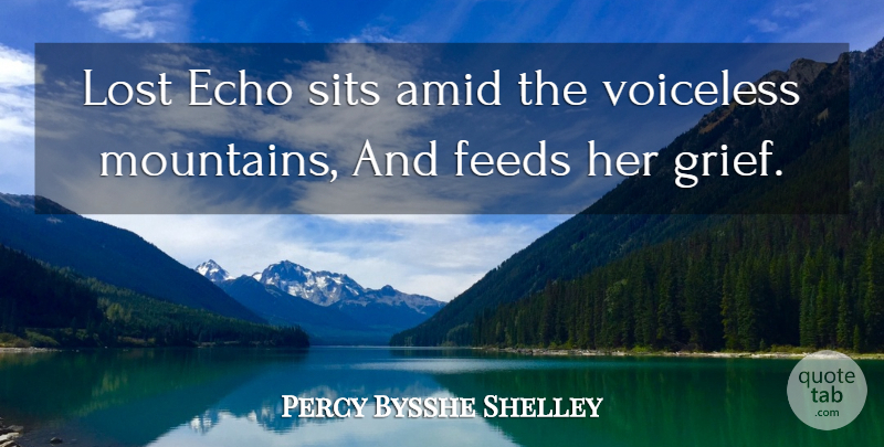 Percy Bysshe Shelley Quote About Grief, Echoes, Mountain: Lost Echo Sits Amid The...