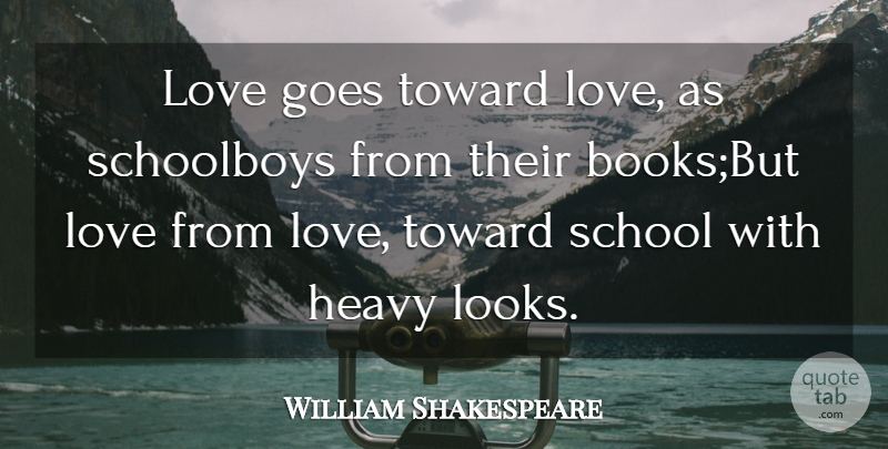 William Shakespeare Quote About Books And Reading, Goes, Heavy, Love, School: Love Goes Toward Love As...
