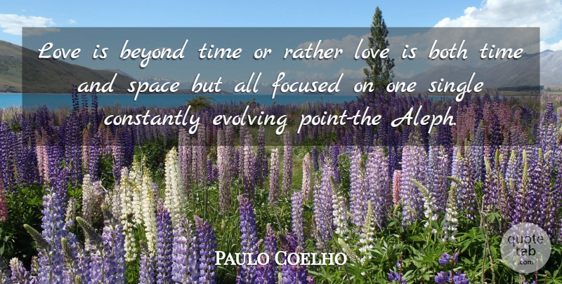 Paulo Coelho Quote About Love Is, Space, Evolve: Love Is Beyond Time Or...