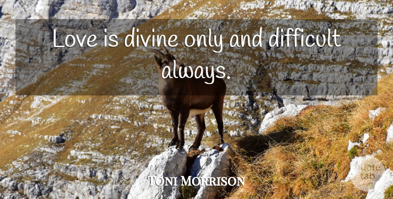 Toni Morrison Quote About Love Is, Divine, Difficult: Love Is Divine Only And...