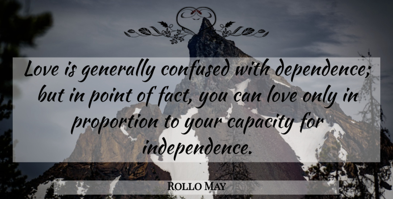 Rollo May Quote About Confused, Love Is, Independence: Love Is Generally Confused With...