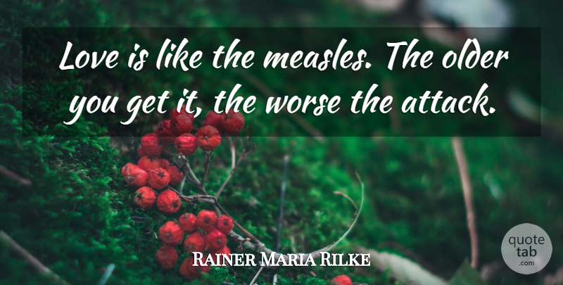 Rainer Maria Rilke Quote About Love, Measles, Love You: Love Is Like The Measles...