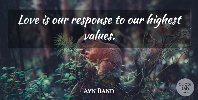 Ayn Rand Quote About Life, Love Is, Response: Love Is Our Response To...