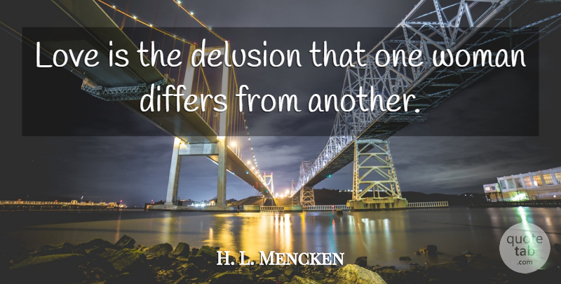 H. L. Mencken Quote About Love, Delusional, Funny Love: Love Is The Delusion That...