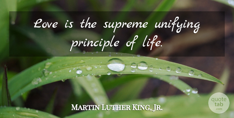 Martin Luther King, Jr. Quote About Life, Love Is, Principles: Love Is The Supreme Unifying...