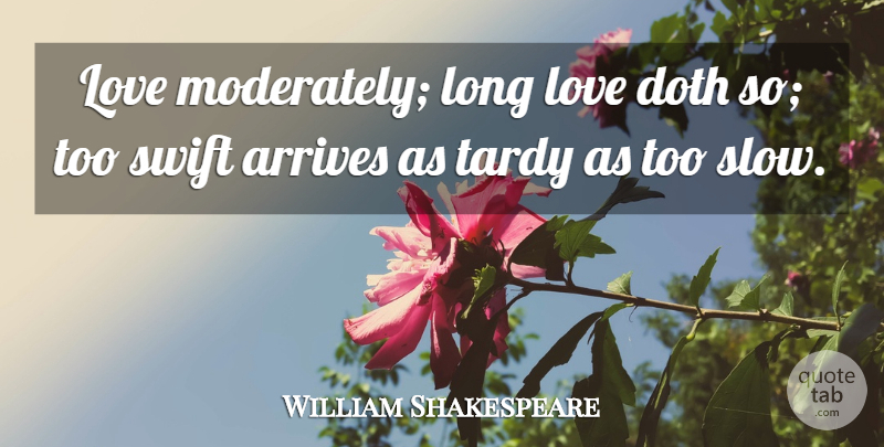 William Shakespeare Quote About Love, Long, Tardiness: Love Moderately Long Love Doth...