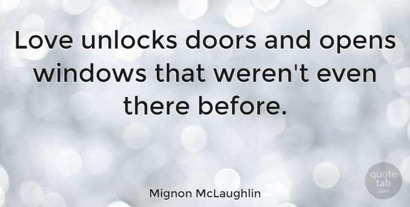 Mignon McLaughlin Quote About Love, Relationship, Valentines Day: Love Unlocks Doors And Opens...