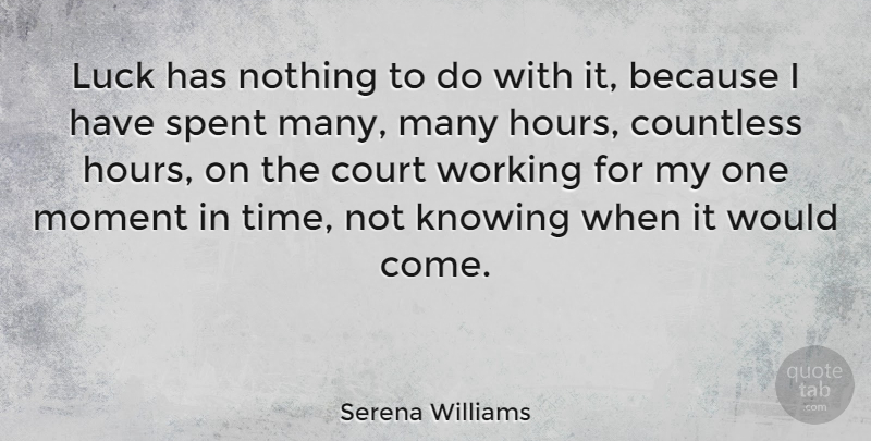 Serena Williams Quote About Motivational, Athlete, Knowing: Luck Has Nothing To Do...