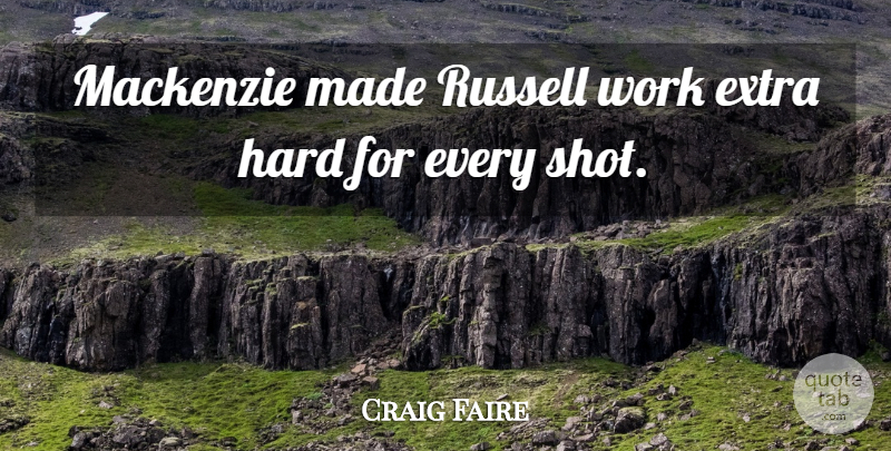 Craig Faire Quote About Extra, Hard, Russell, Work: Mackenzie Made Russell Work Extra...