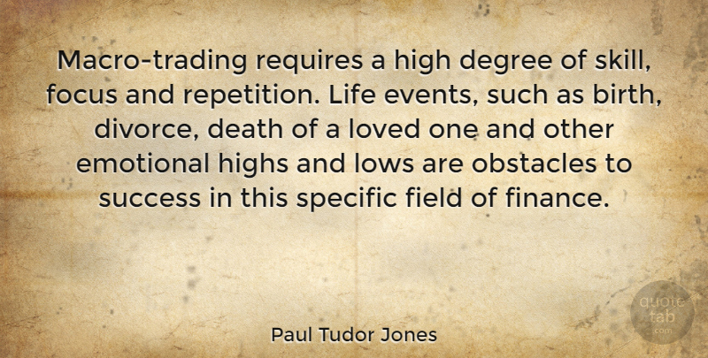 Paul Tudor Jones Quote About Death, Degree, Emotional, Field, Focus: Macro Trading Requires A High...