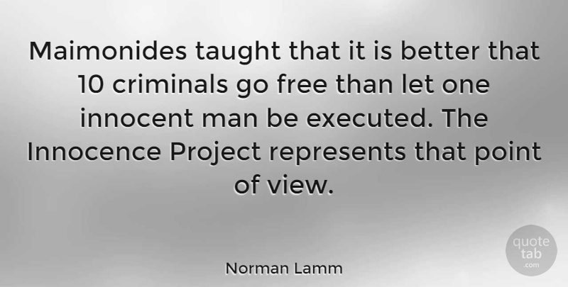 Norman Lamm Quote About Men, Innocent Man, Views: Maimonides Taught That It Is...