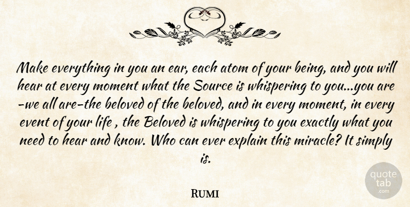 Rumi Quote About Miracle, Needs, Ears: Make Everything In You An...