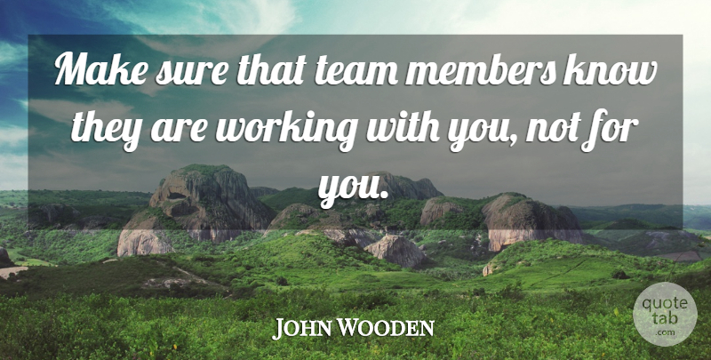 John Wooden Quote About Teamwork, Members, Team Member: Make Sure That Team Members...