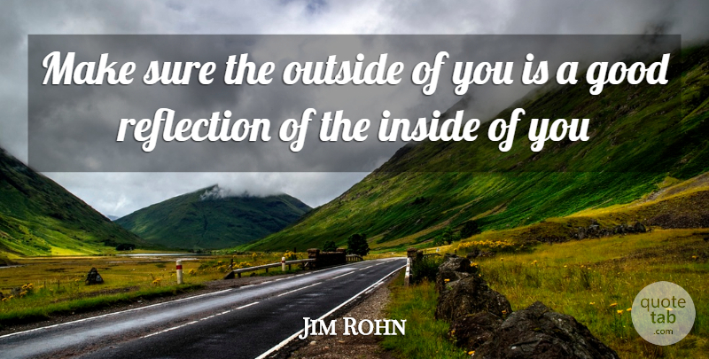 Jim Rohn Quote About Reflection, Growth, Personal Growth: Make Sure The Outside Of...