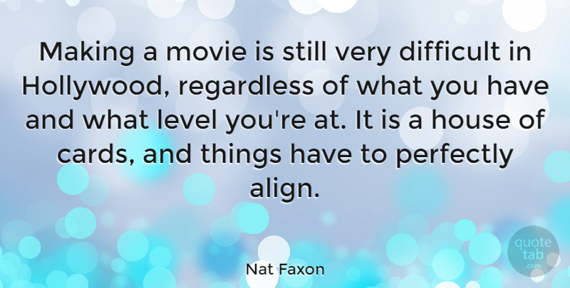 Nat Faxon Quote About House, Level, Perfectly, Regardless: Making A Movie Is Still...