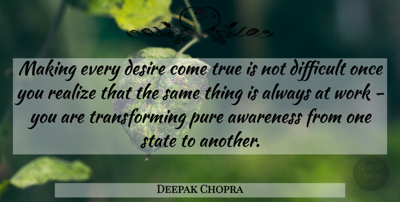 Deepak Chopra Quote About Law Of Attraction, Desire, Realizing: Making Every Desire Come True...