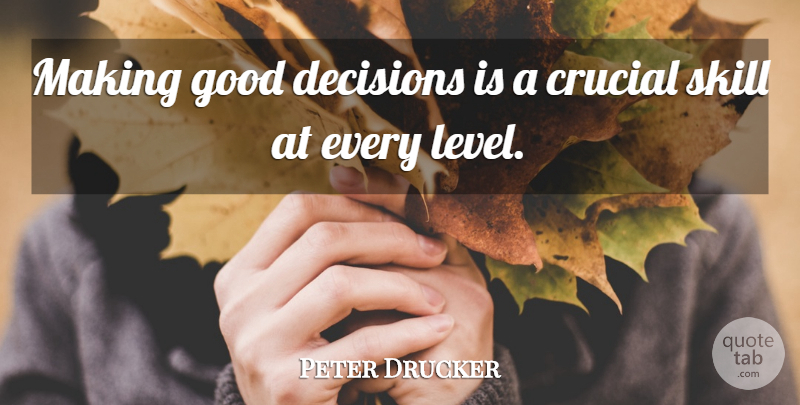 Peter Drucker Quote About Motivational, Leadership, Business: Making Good Decisions Is A...