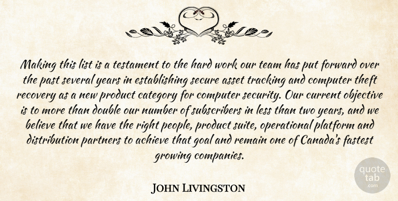John Livingston Quote About Achieve, Asset, Believe, Category, Computer: Making This List Is A...