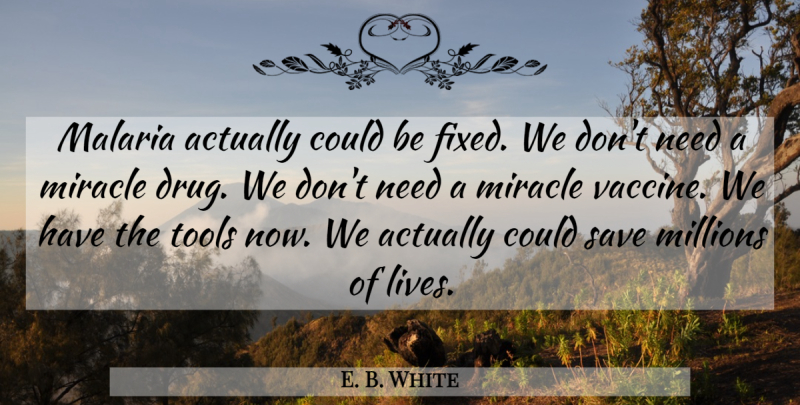 E. B. White Quote About Malaria, Millions, Miracle, Save, Tools: Malaria Actually Could Be Fixed...