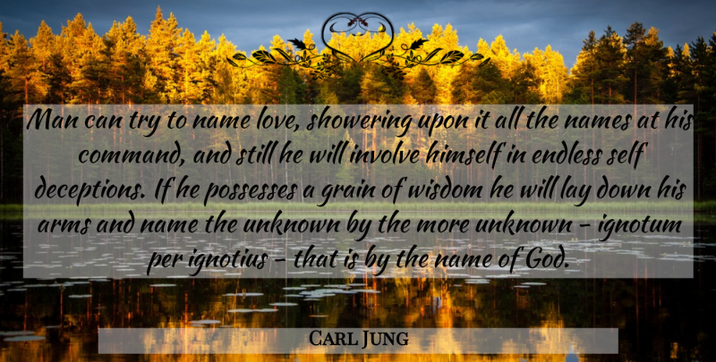 Carl Jung Quote About God, Men, Self: Man Can Try To Name...