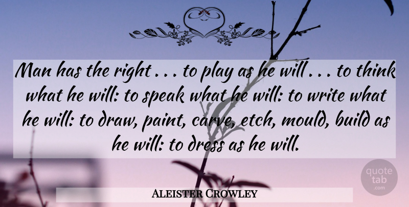Aleister Crowley Quote About Writing, Men, Thinking: Man Has The Right To...