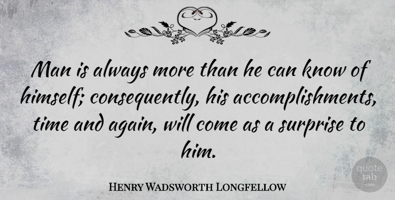 Henry Wadsworth Longfellow Quote About Success, Work, Self Esteem: Man Is Always More Than...