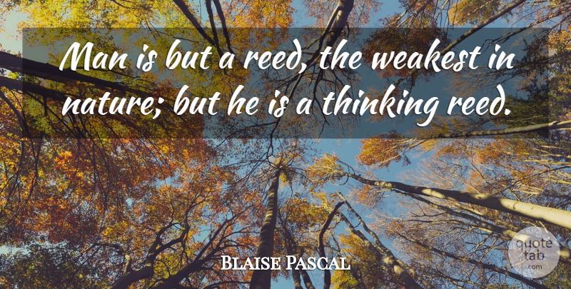 Blaise Pascal Quote About Man, Thinking, Weakest: Man Is But A Reed...