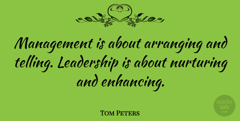 Tom Peters Quote About Leadership, Vision, Management: Management Is About Arranging And...
