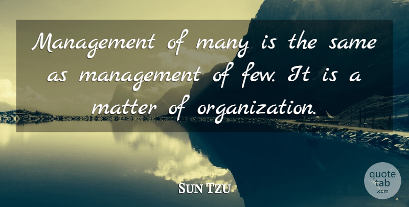 Sun Tzu Quote About Art Of War, Army, Organization: Management Of Many Is The...