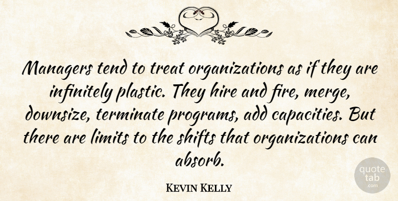 Kevin Kelly Quote About Organization, Fire, Literature: Managers Tend To Treat Organizations...
