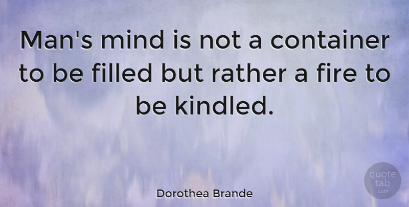 Dorothea Brande Quote About Filled, Mind: Mans Mind Is Not A...
