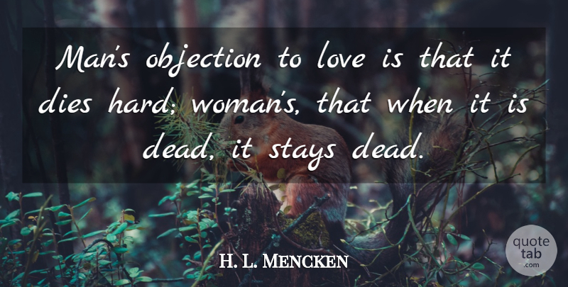 H. L. Mencken Quote About Women, Love Is, Hard: Mans Objection To Love Is...