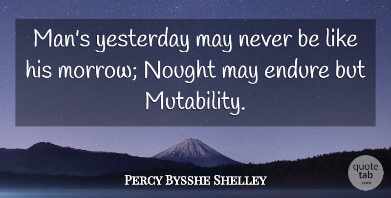 Percy Bysshe Shelley Quote About Change, Men, Yesterday: Mans Yesterday May Never Be...