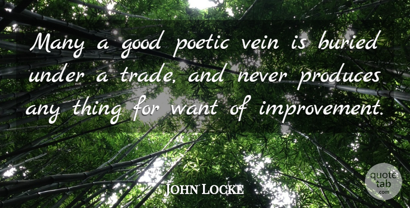 John Locke Quote About Veins, Want, Improvement: Many A Good Poetic Vein...