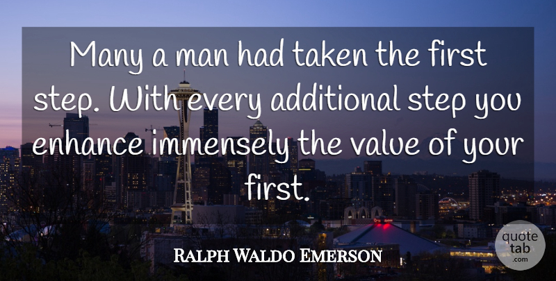 Ralph Waldo Emerson Quote About Taken, Commitment, Firsts: Many A Man Had Taken...