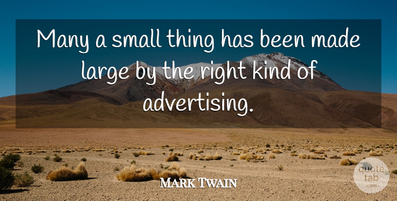 Mark Twain Quote About Wise, Witty, Kindness: Many A Small Thing Has...