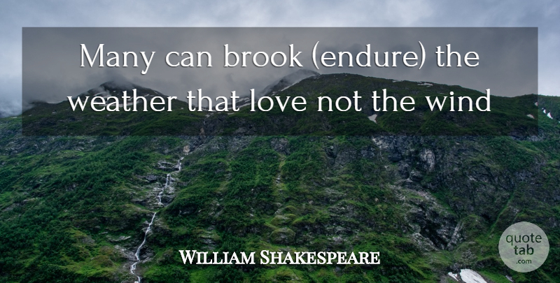 William Shakespeare Quote About Love, Weather, Wind: Many Can Brook Endure The...