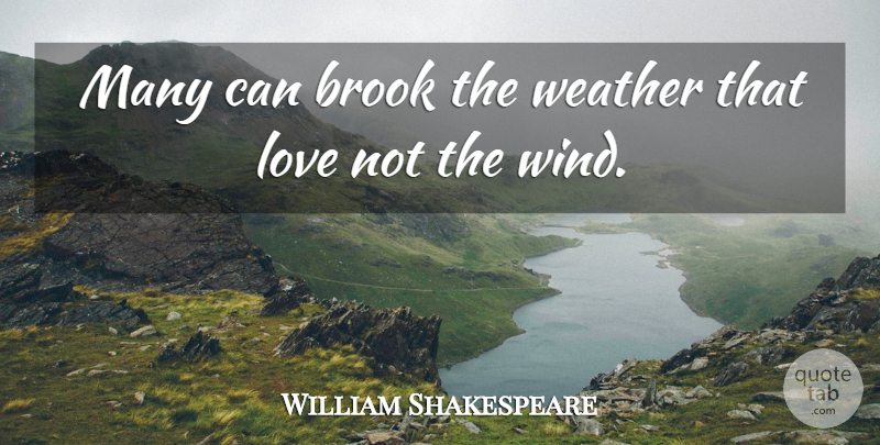 William Shakespeare Quote About Love, Wind, Weather: Many Can Brook The Weather...
