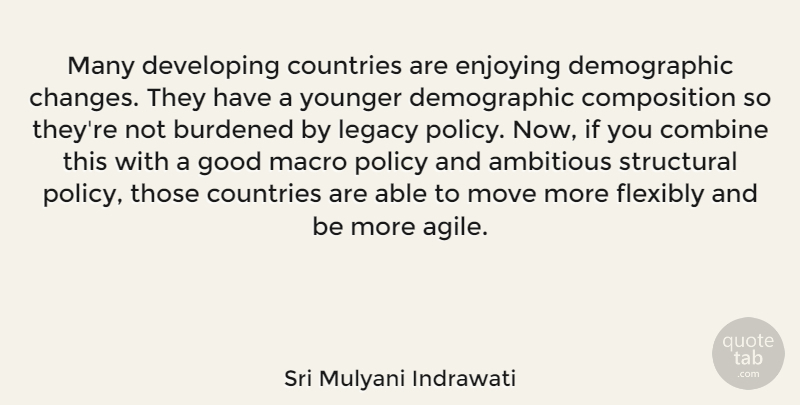 Sri Mulyani Indrawati Quote About Country, Moving, Ambitious: Many Developing Countries Are Enjoying...